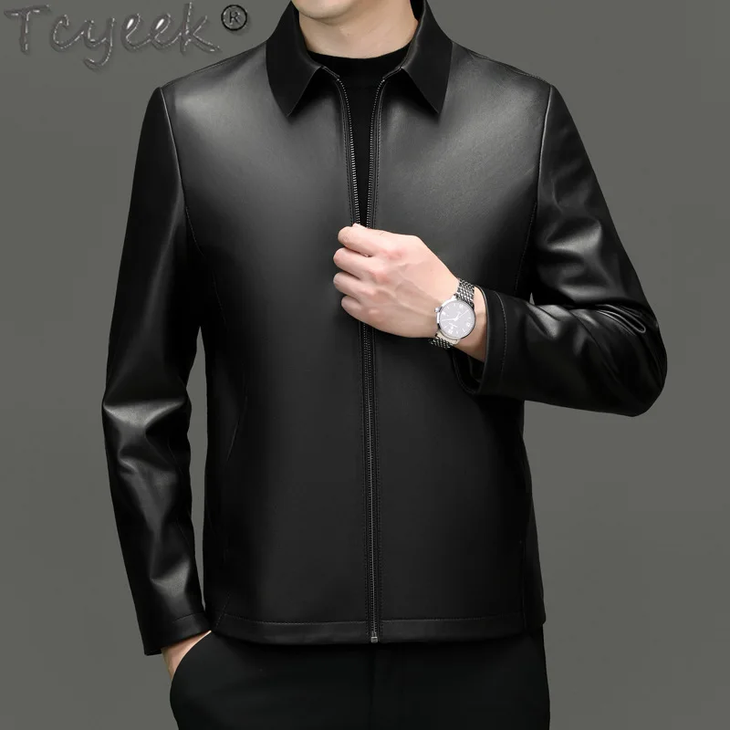 Tcyeek Real Leather Jacket Men 2025 Motocycle Jackets Spring Autumn Clothes High-end Sheepskin Coats Male Jaqueta De Couro