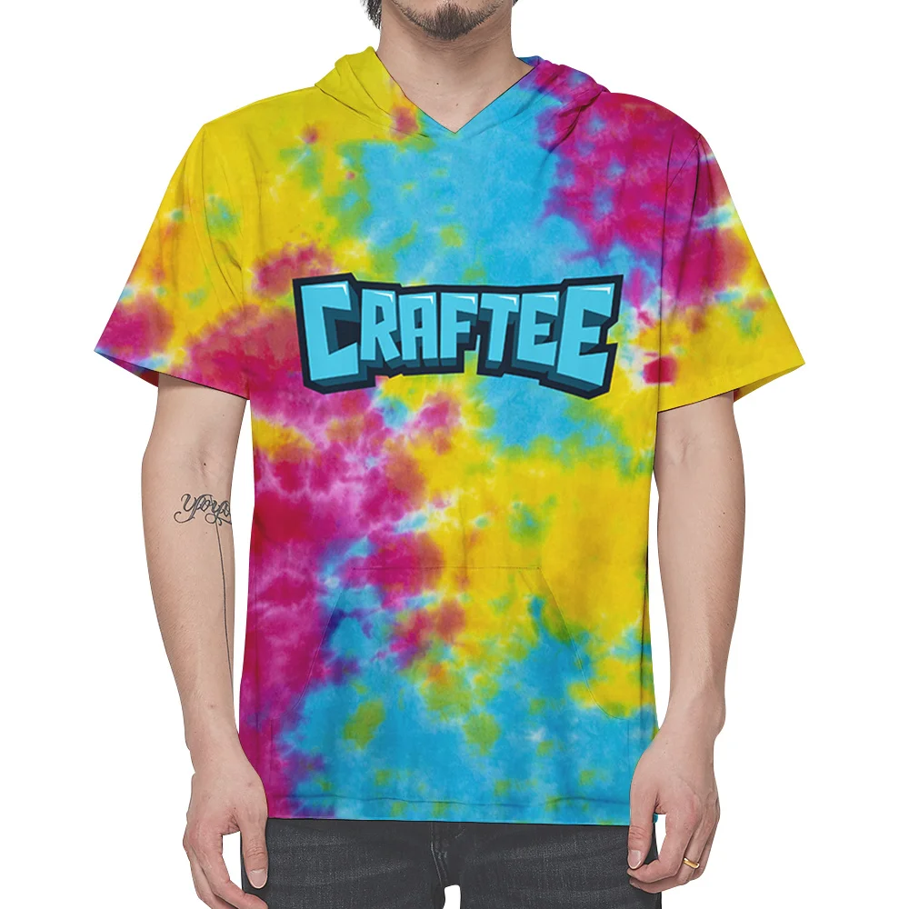 Craftee rosto tie dye 3d impressão digital t camisa masculina/feminina moda com capuz camiseta harajuku pulôver tshirt cosplay traje