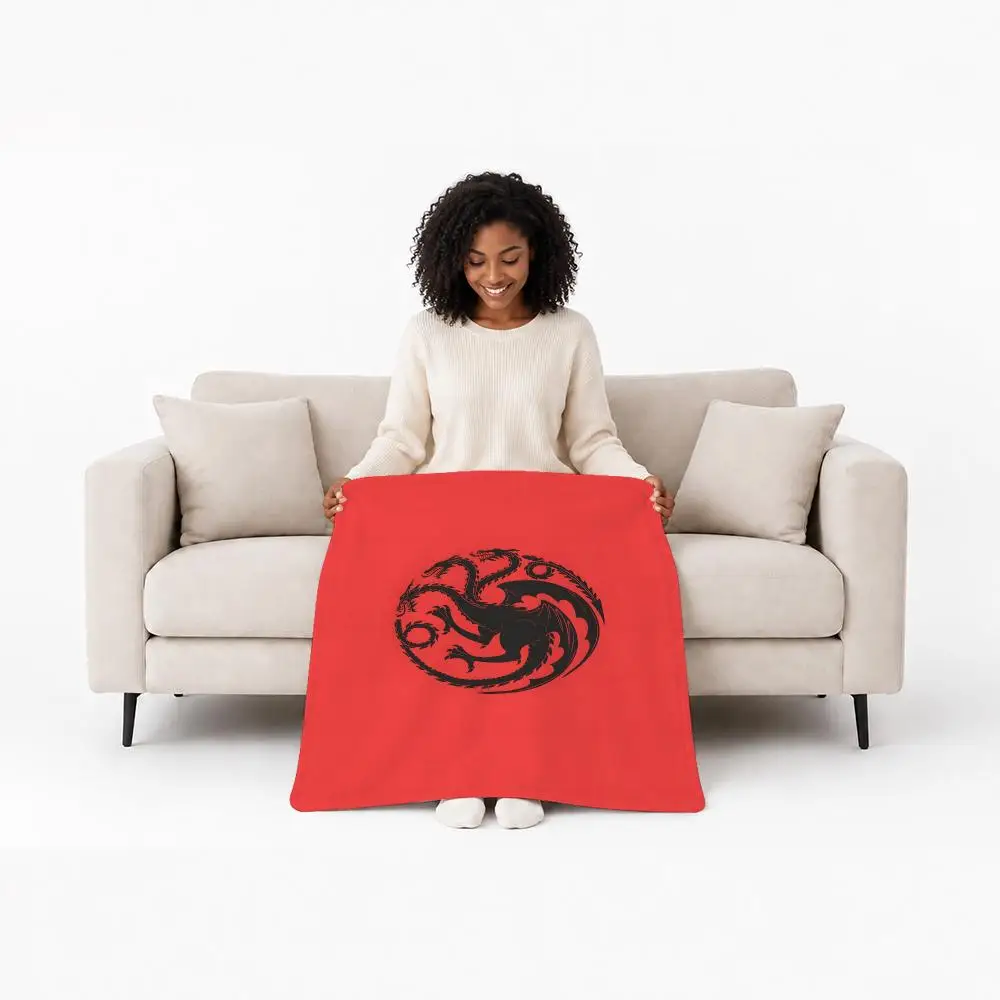 Iconic TV Series Game of Thrones Throw Custom Printed Flannel Fleece Blanket for Sofa Bed Office Travel & Camping