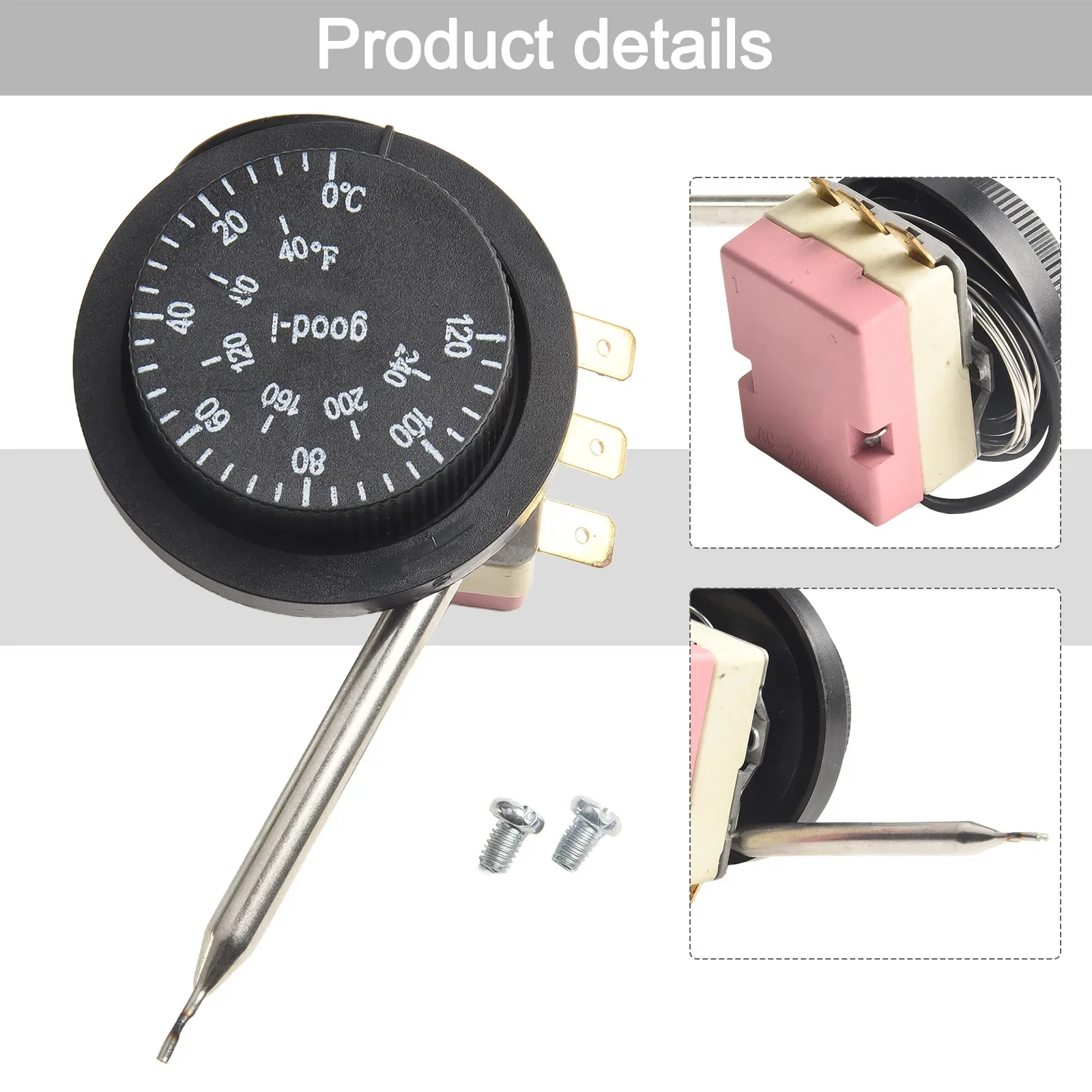 Termostato regolabile capillare per ventilatore elettrico per auto Interruttore di tempera a 3 pin Regolatore di temperatura Accessori per interruttori automatici