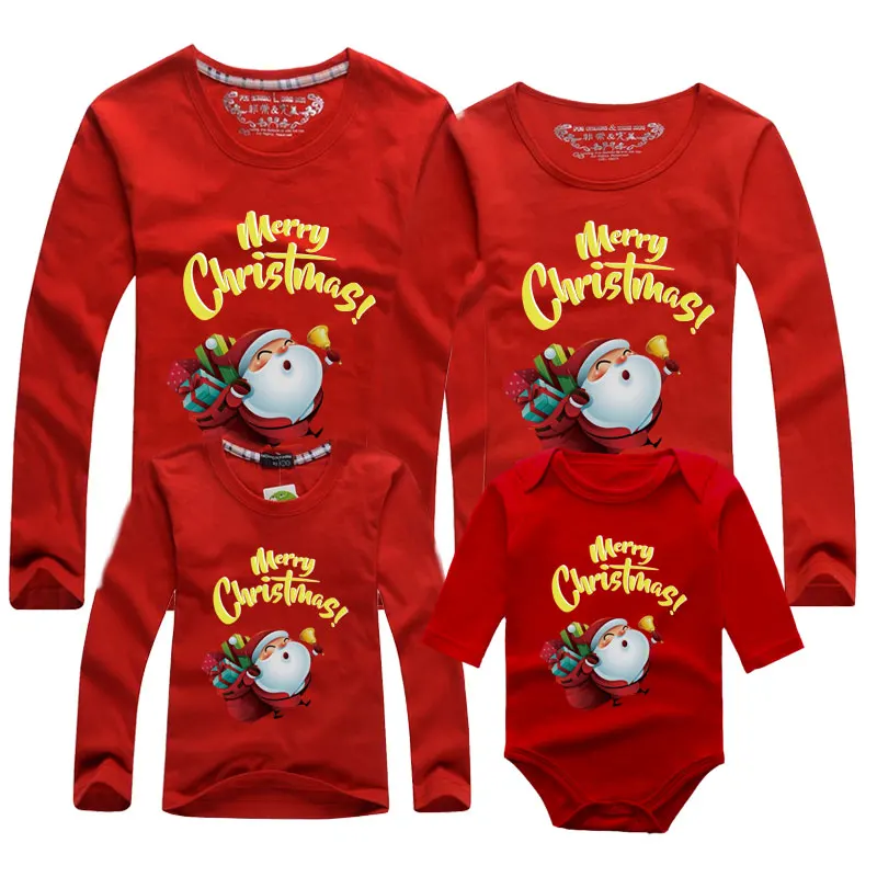 

2024 New Year Father Mother Son Daughter Clothes Girls Boy Mom Dad T-shirt Baby Romper Christmas Family Matching Outfits