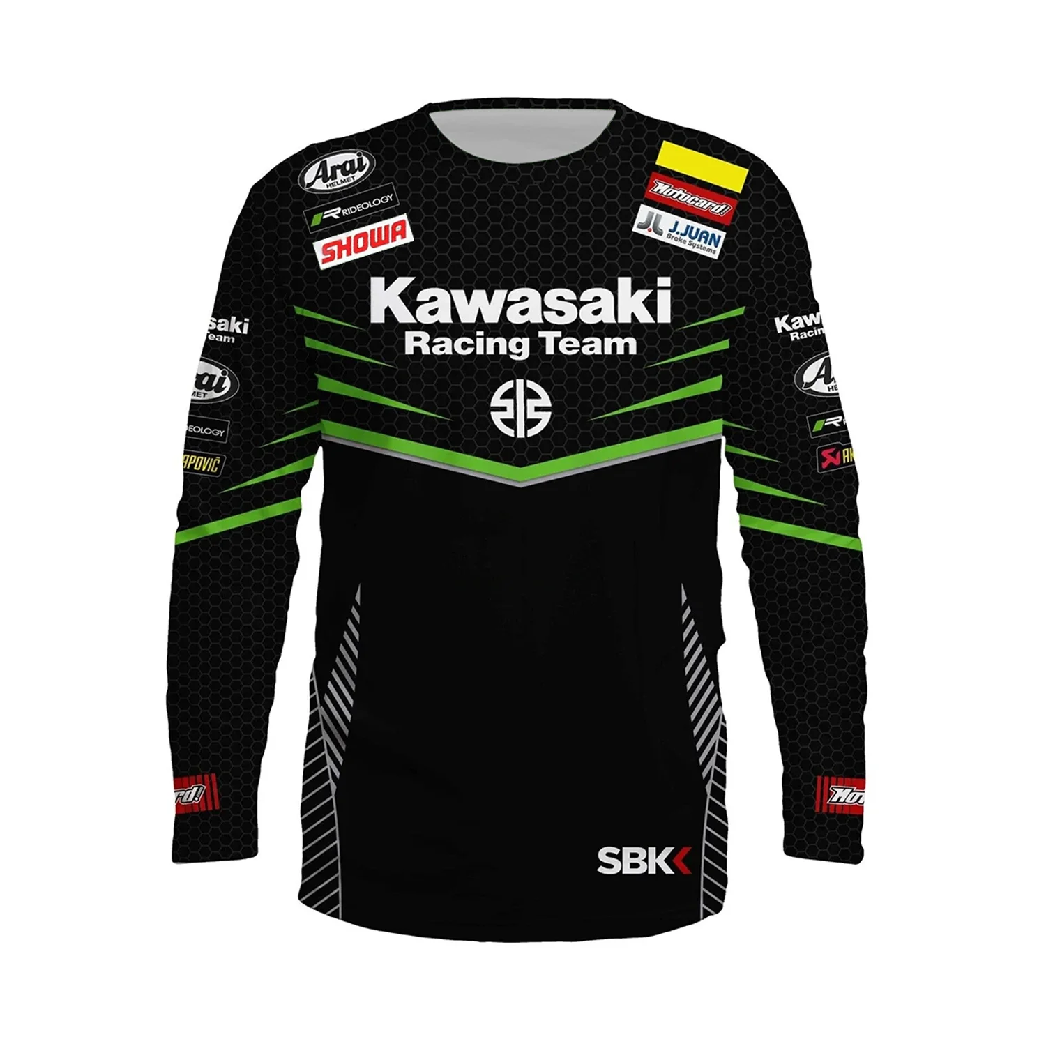 

Мужская футболка Kawasaki Racing Team 2025 года, уличный трикотаж, летняя классическая футболка с длинными рукавами для взрослых, свободный мотоциклетный трикотаж для тренировок