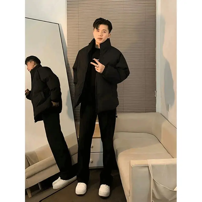 

Bla ort Puffer Jaet Men's Winter Thiened Warm Stand Collar Cotton Bread Sle down Coat Regular Fit Outerwear