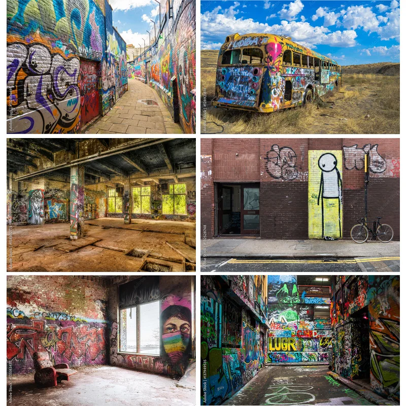 

Vinyl Custom Graffiti Theme Photography Backdrops Studio Props Vintage Brick Wall Photo Photography Background 211218OCK-05