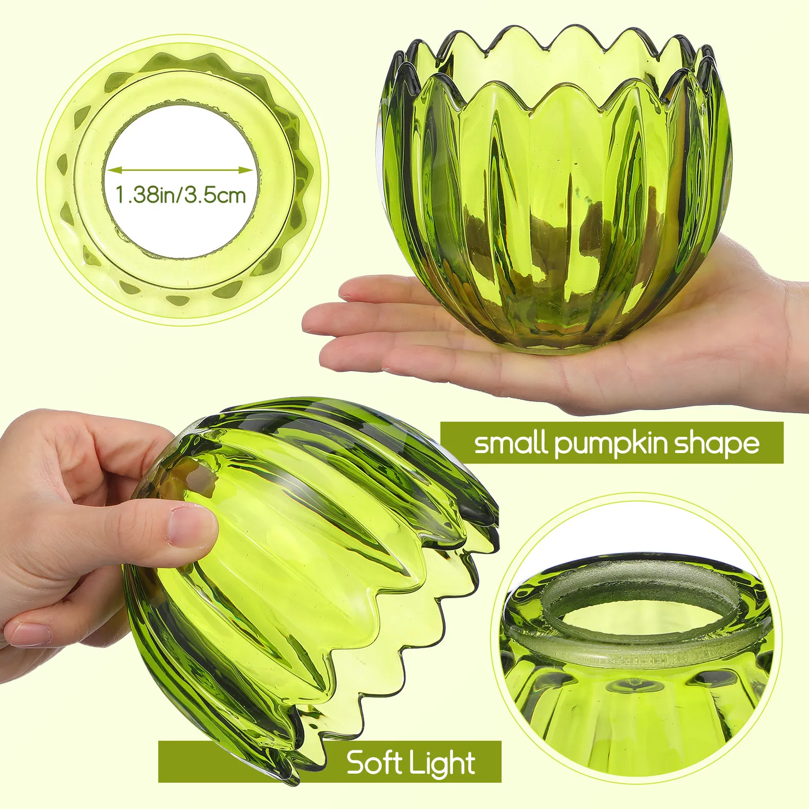 Glass Lamp Shade Green Pumpkin Handcrafted Pendant Light Fixture Cover Bedroom Kitchen Hallway Bathroom Decorative Glass