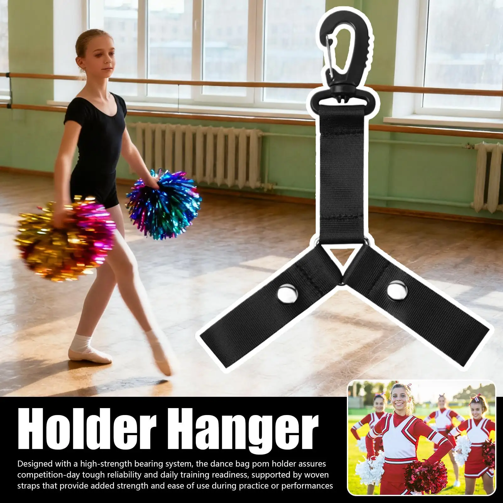 حامل التشجيع Pompom منظم حقيبة التشجيع مع أزرار كبس شماعات متينة لـ Poms المتعددة، ملحقات تروس التشجيع للفتيات #1