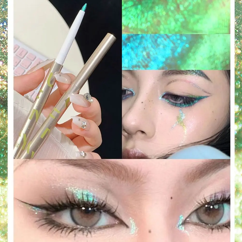 Waterdichte glanzende eyeliner-pen Snel droog Glad Glitter Hoogtepunt Oogschaduwpotlood Langdurige veegvaste eyeliner met pailletten Dames