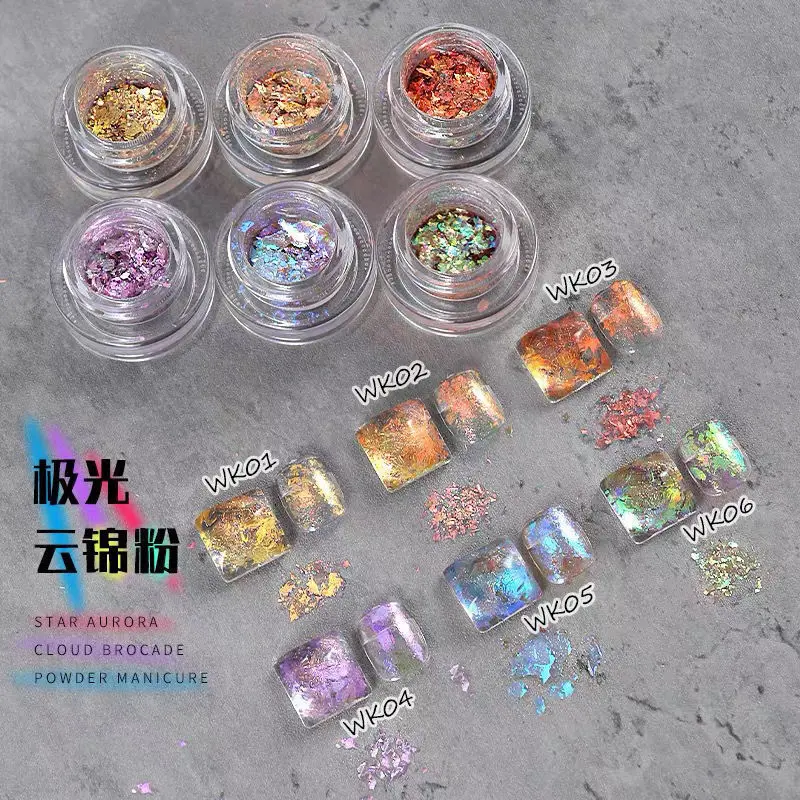 Multi Color Light Snow Velvet Powder Opal Nail Gloss Polarizing Cloud Brocade for Beauty Makeup