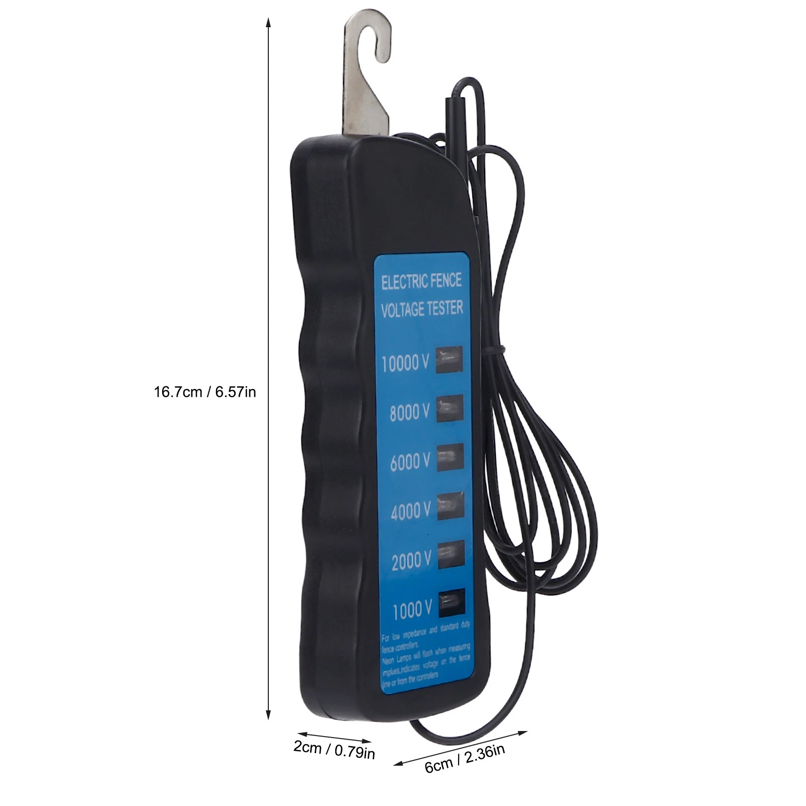 Electric Fence Tester 6 Indicator Light Fence Voltage Meter 1000-10000V Wide Voltage Testing Tools Waterproof Volt Tester