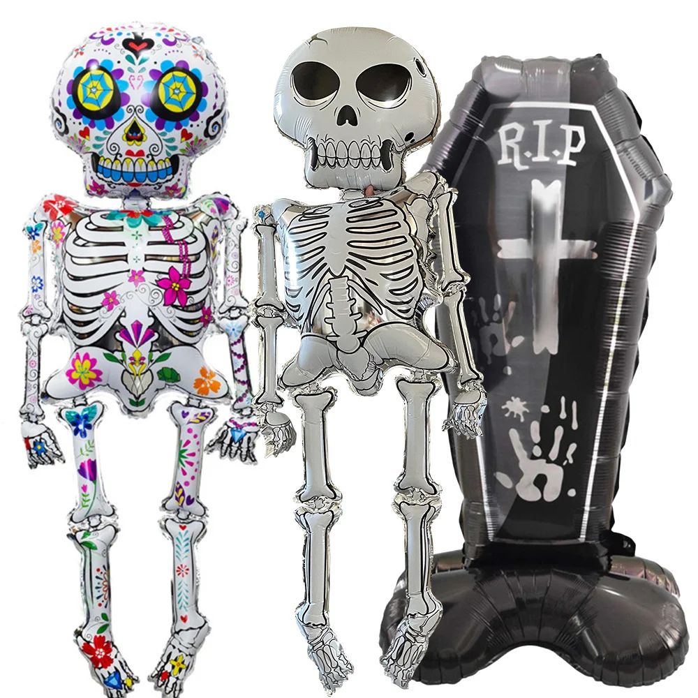 

Halloween Balloons Giant Halloween Scary RIP Skeleton Ghost Foil Mylar Balloons Halloween Theme Party Party Decorations Kid Gift