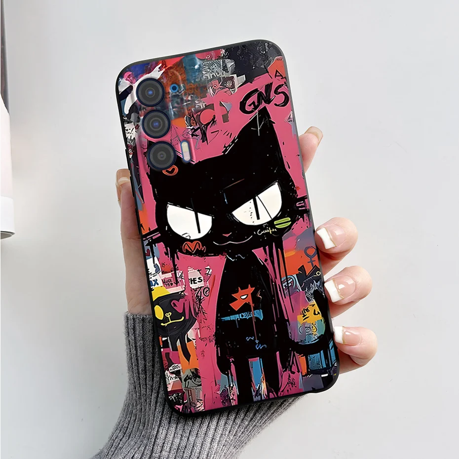 Case For Motorola Edge (2021) / Edge 5G UW (2021) Phone Cases Cute Cat Cartoon Silicon Soft Back Cover For MOTO Edge 2021 XT2141