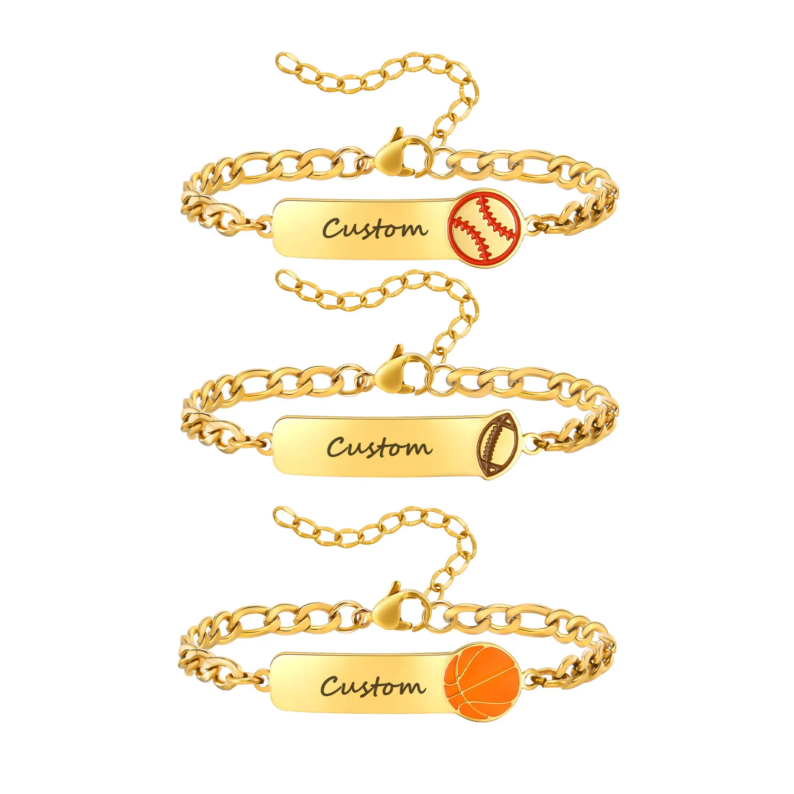 

Custom Name Basketball Bracelet Engraved Stainless Steel Adjustable Kids Sports Jewelry Birthday Gift for Boys Girls