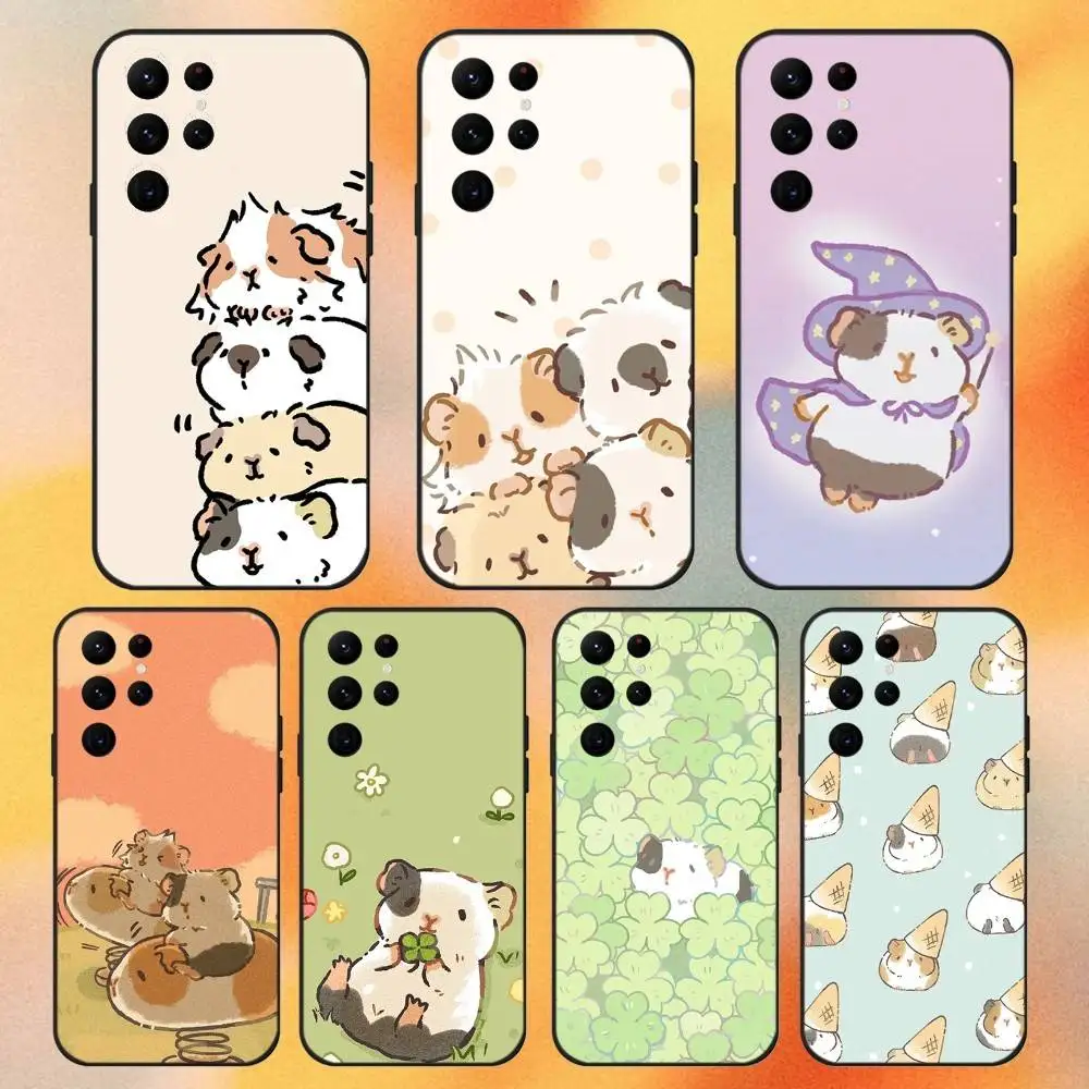 

Cute Hamster Mouse Phone Case For Samsung S 25,24,23,22,30,21,10,9,Ultra,Plus,Lite,FE,4,5G Black Soft Case