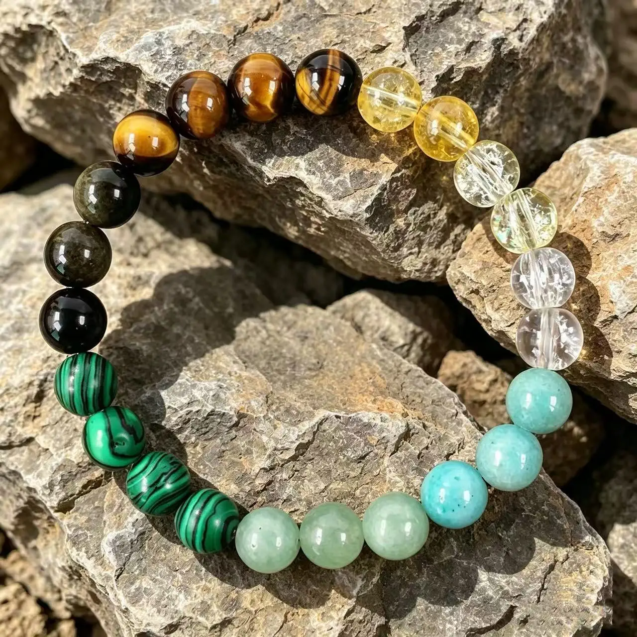 8mm Natural Stone Bracelet Women Men Attract Good Luck Money Health Green Malachite Tiger Eye Beads Bangles Dad Gifts from Son
