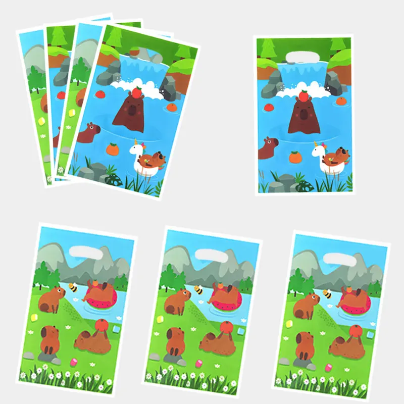 20Pcs/40Pcs Cartoon Character Gift Bags, Capybara Playing in the River Themed Gift Bags, Capybara Gift Bags, Suitable for Holiday Events and Party Gift Packaging, Themed Parties and Party Supplies, Party Small Gift Bags. Small Gift Packaging Bags, Return Gift Bags, and Gift Bags Suitable for Birthdays, Holidays, Games, Parties, Celebrations, and Other Occasions.