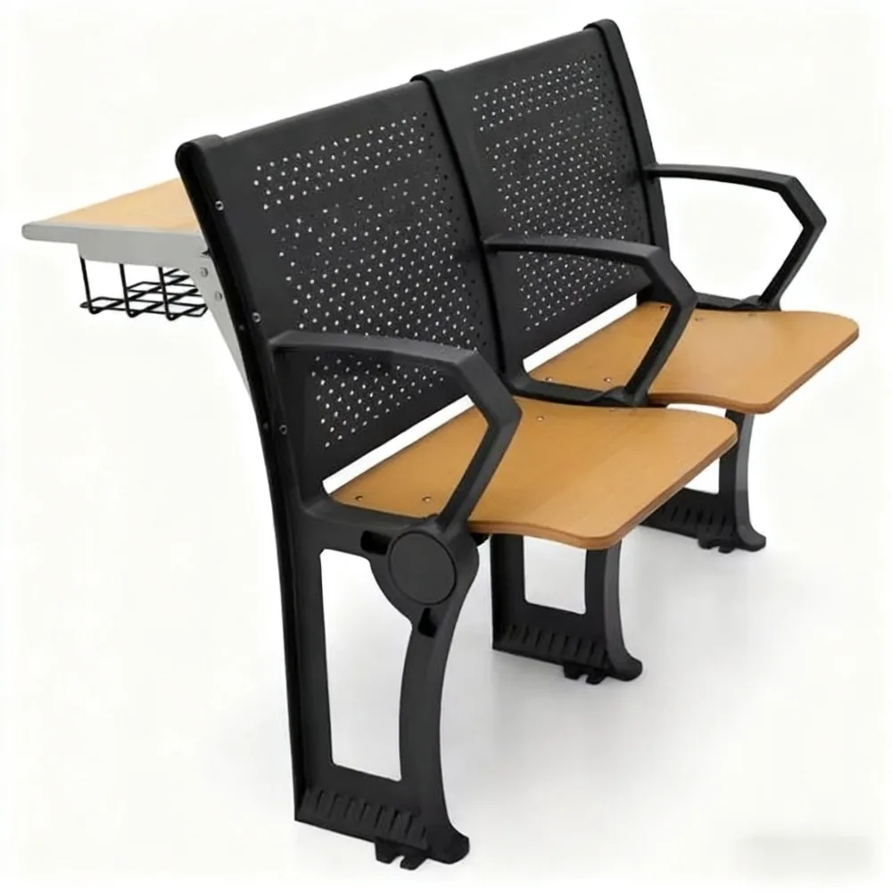 سعر المصنع أثاث الجامعة المدرسية قاعة المحاضرات مقعد خلفي مثقوب ومقعد خشبي مع لوح كتابة مرفق