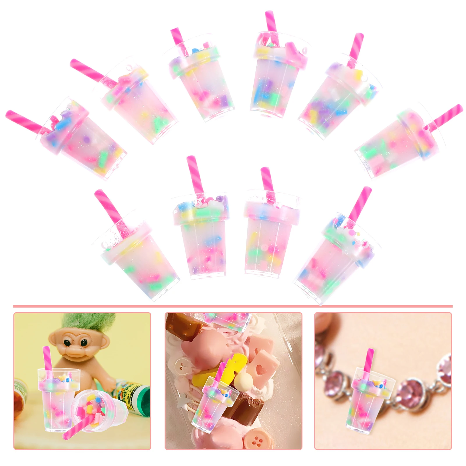 

10 Pcs Milk Tea Shaped Charms Bright Color for Jewelry Making DIY Accessories Necklace Bracelet Earrings Pendant Decorative