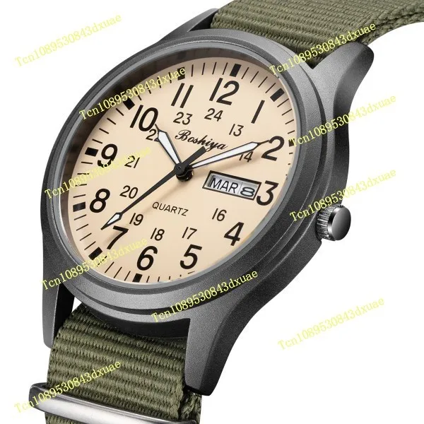 

Холщовый ремешок, светящиеся водонепроницаемые часы, мужские прочные нишевые настоящие мужские часы, уличный нейлоновый тканый ремешок