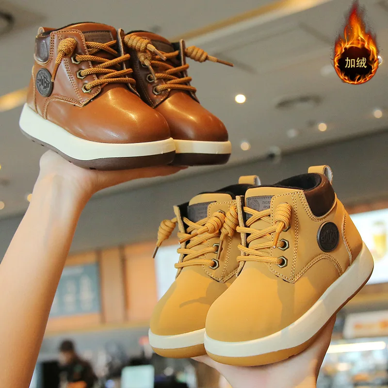 Botas Fashion Retro Girls' Sports Ankle Boots 2025 Winter New British Style Kids Leather Boots Simple Versatile Girls Snow Boot