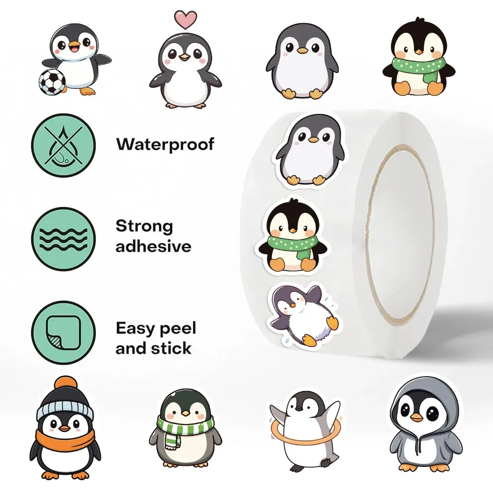 500pcs Penguin Animal Stickers Cartoon Removable Notebook Graffiti Sticker Decoration DIY Gift Baking Package Envelope Lable