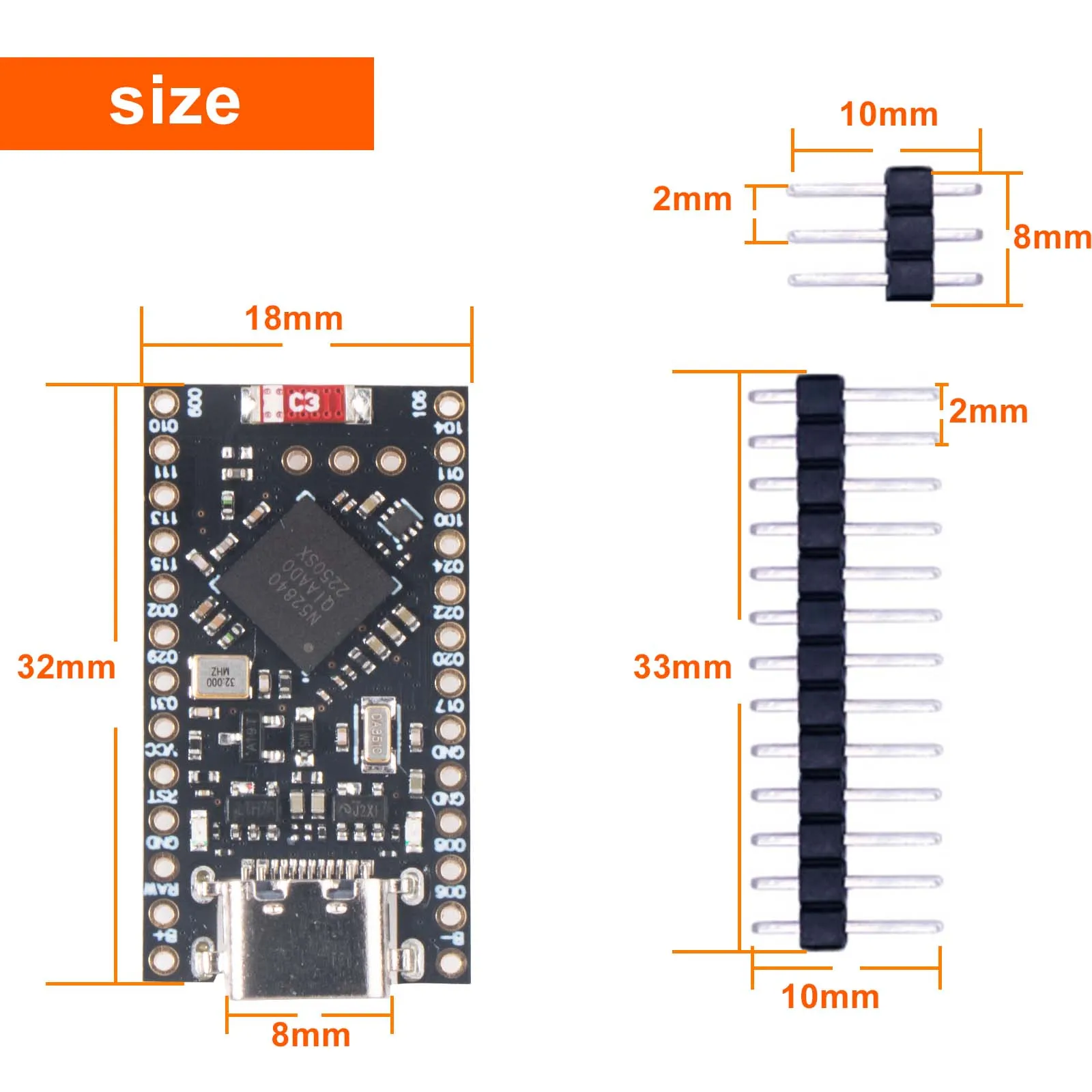 NRF52840 Development Board Compatible With Nice Nano V2.0 Bluetooth Charging Management Pro Micro