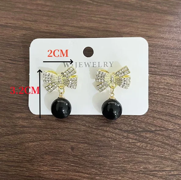 fsahion crystal bow knot drop earrings for women exquisite red pearl bowknot earring party christmas new year jewelry gifts