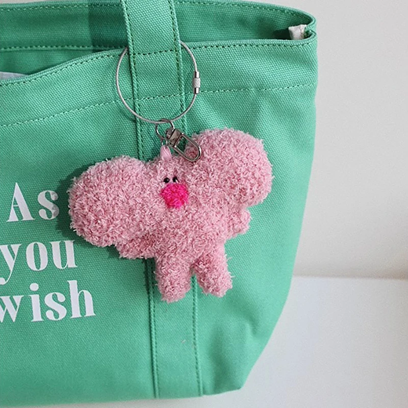 New Creative Cute Elephant Pendant Fun Korean Version of the Soft Cute Furry Animal Keychain Girls Bag Backpack Decorative Charm