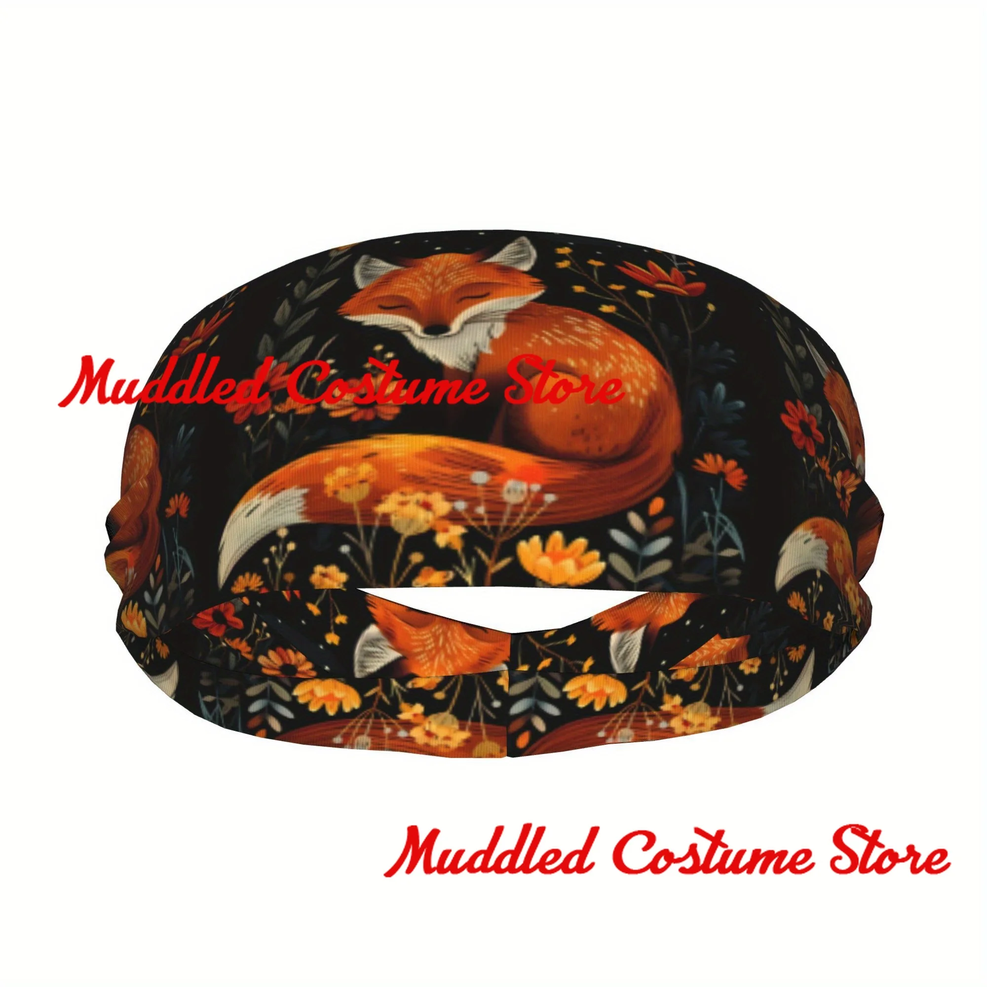 

Cute Fox Floral Cartoon Sports Headband Yoga Fitness Stretch Sweatband Hair Band Elasticity Headband