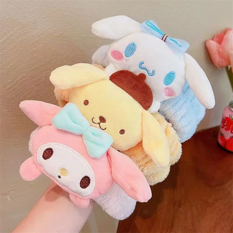 Sanrio Haarband Kuromi Melody Pluche Pop Gezicht Wassen Make-up Kawaii Cinnamoroll Zoete Antislip Elastische Haaraccessoires