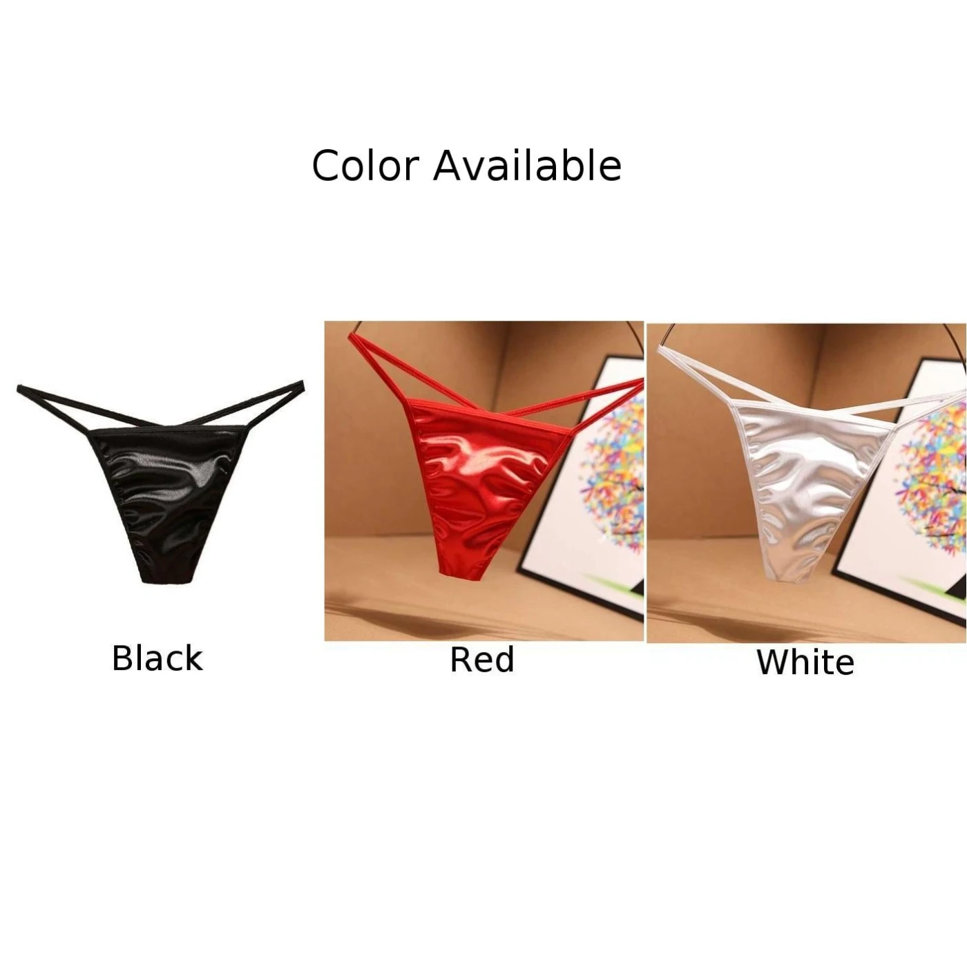 Men\'s Thongs Erotic Panties Sexy Bulge Pouch G-string Solid Low Waist T-Back Silk Satin Gay Jockstrap Erotic Lingerie Panties