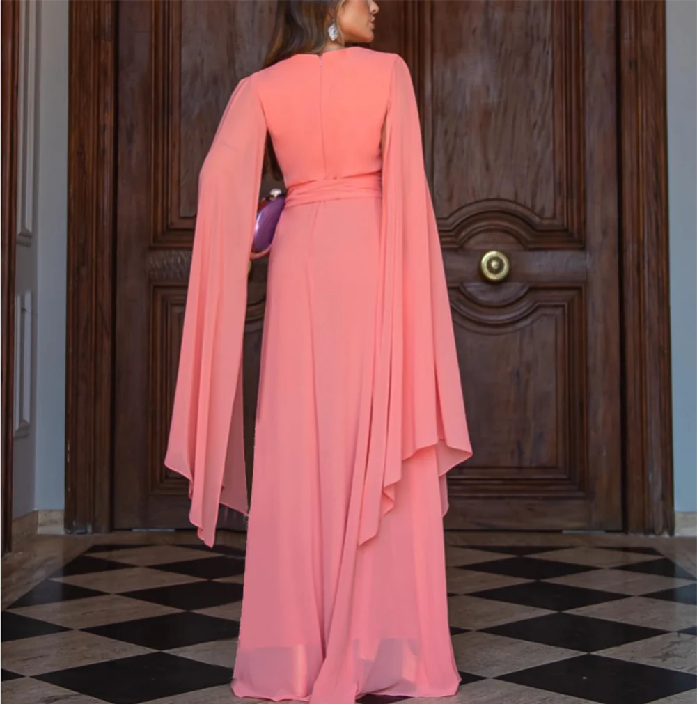 Vestido largo de gasa con escote cuadrado para mujer, traje elegante de gasa para fiesta de graduación, boda