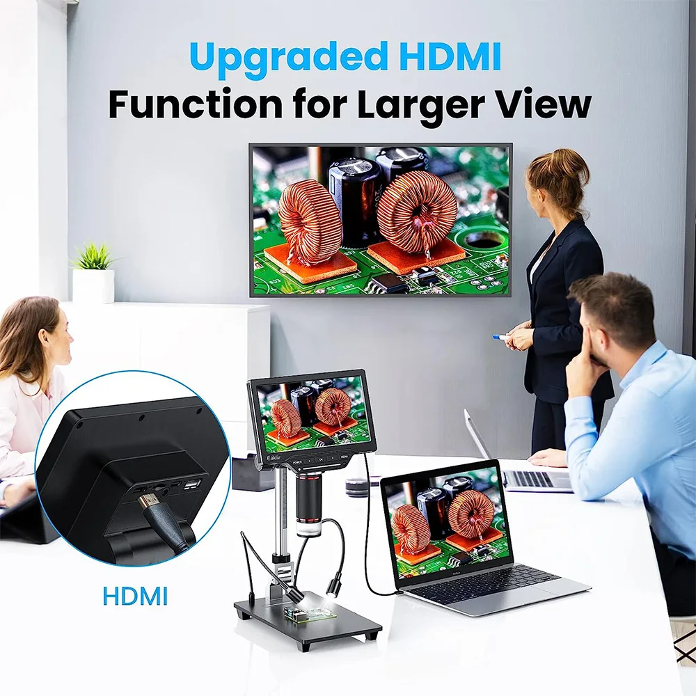 Imagem -02 - Elikliv Edm201 Pro Microscópio Digital Hdmi 10 Stand Display Ips 1300x Eletrônica de Solda
