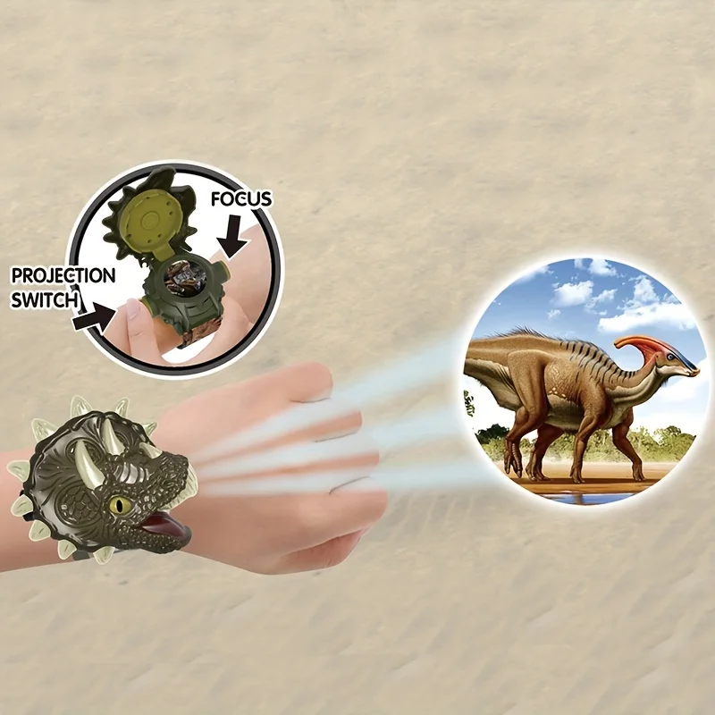 1Pc 3D Dinosaur Projection Electronic Watch for Kids - Fun Luminous Toy and Kindergarten Gift