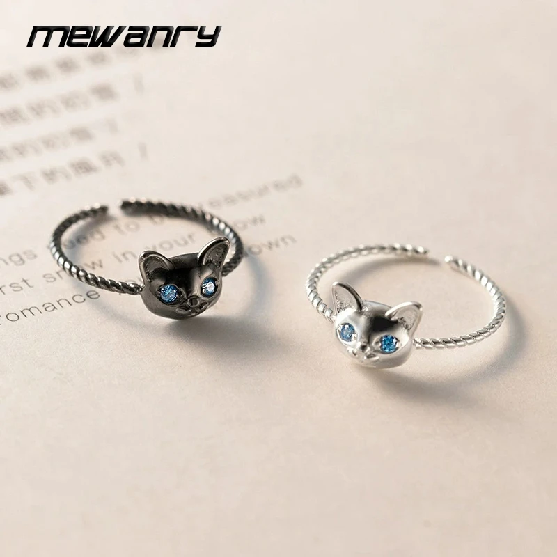 MEWANRY Cat Rings for Women Sweet Cute Cartoon Trendy Design Creative Exquisite Temperament Chic Birthday Jewelry Gift
