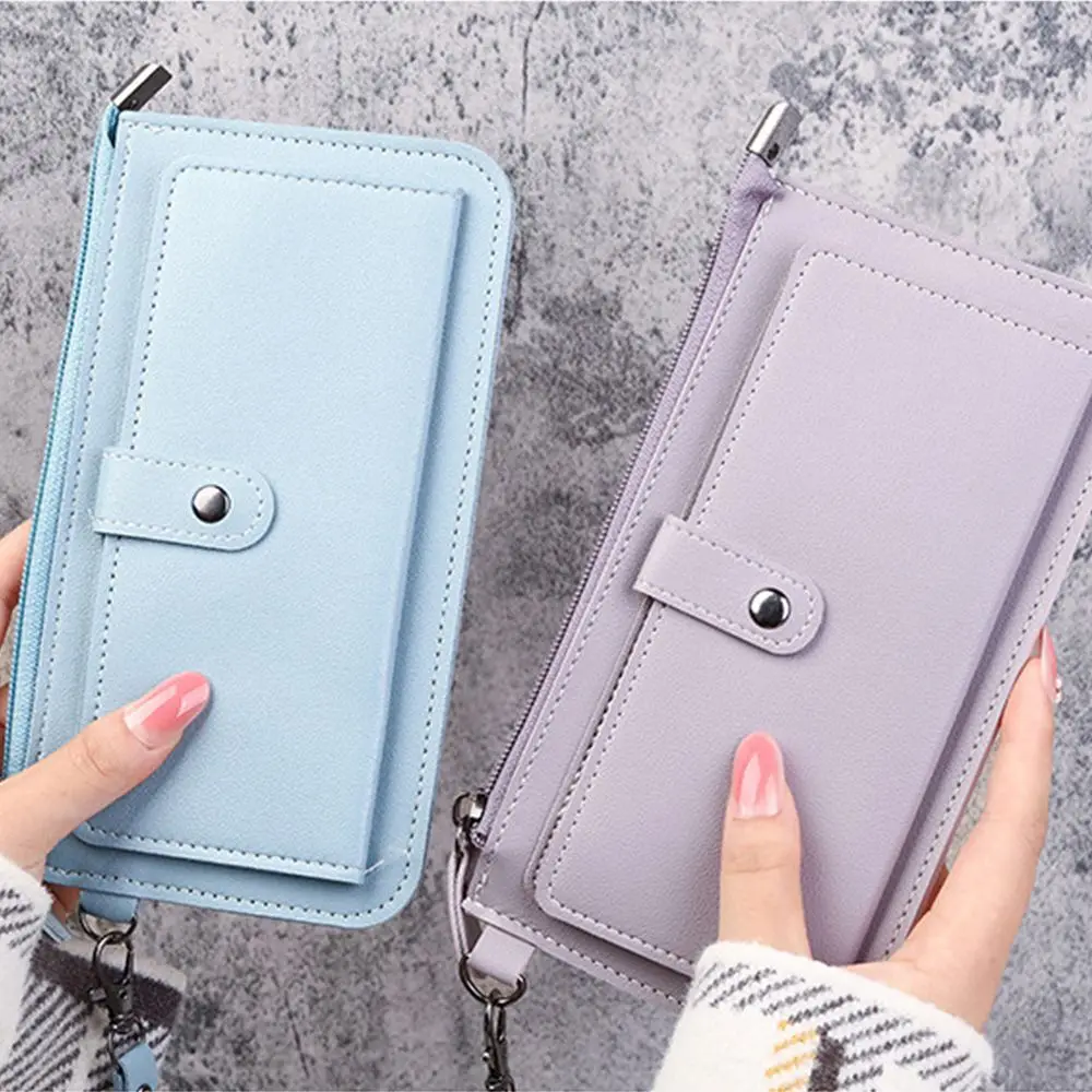 

Multi-functional Fashion Folding Clutch Buckle PU Leather Long Zipper Women Clutch Handbag Ladies Wallet Card Holder Coin Purse