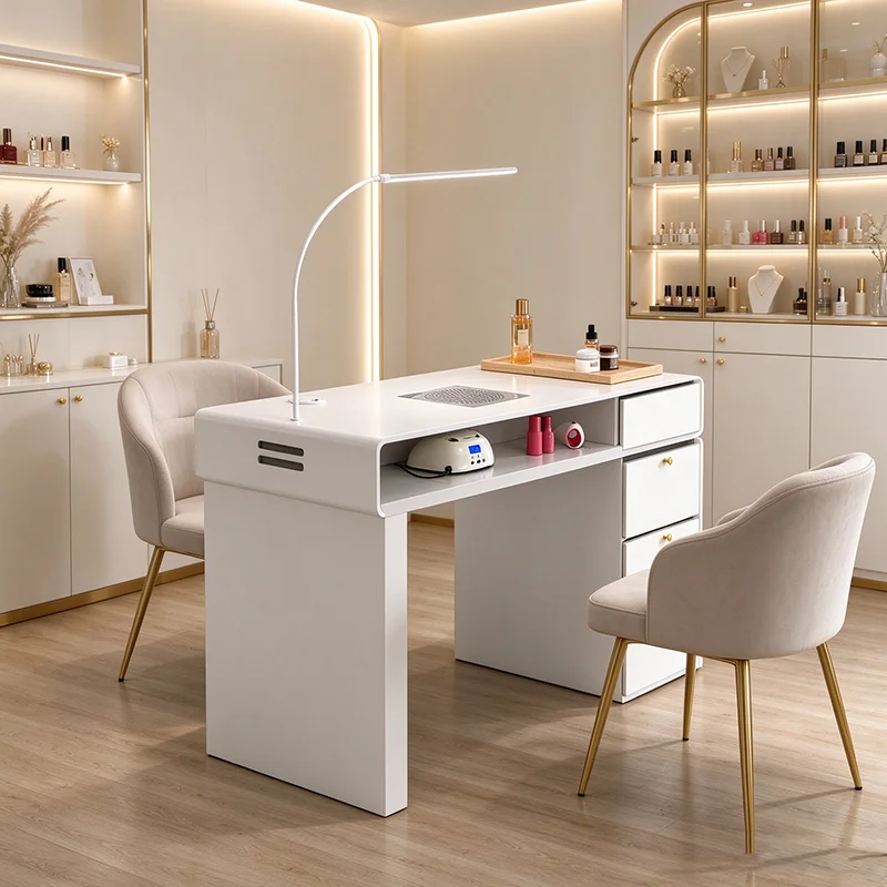 Minimalist Aesthetic Nail Desk Premium High Quality Italian Design Nail Desk Multifunction Storage Mesa De Unha Salon Furniture
