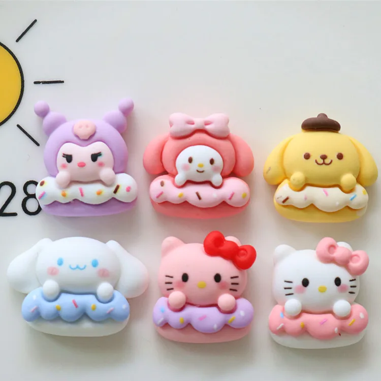 

5 шт., милые мини-серии Sanrio, мультяшные смоляные кабошоны с плоской задней частью, материалы для рукоделия, подвески для изготовления ювелирных изделий