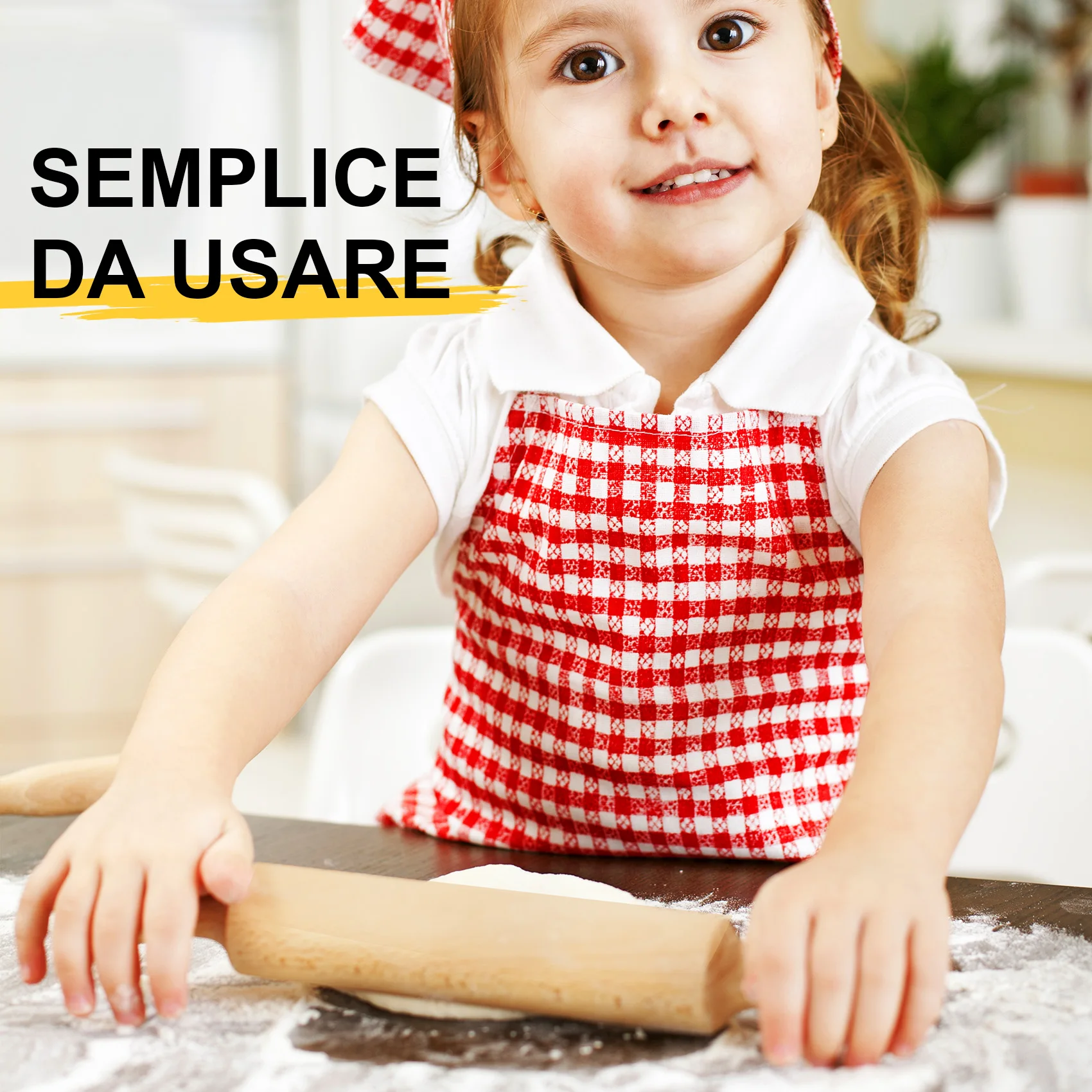 Mini rolo de madeira para crianças, Cozimento longo da cozinha, Rolo de massa, Fondant Pasta, 6 polegadas