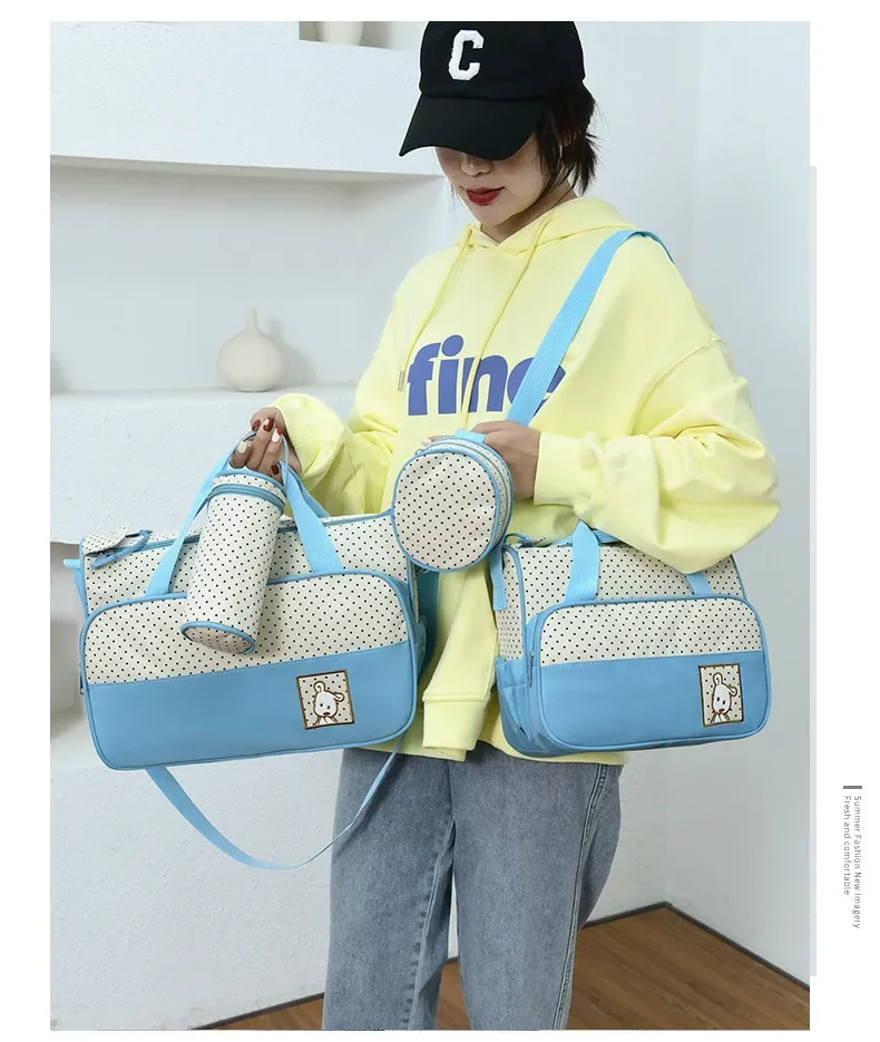 5pcs/set Baby Diaper Bag Mummy Maternity Newborn Accessories Bag Large Capacity Baby Bag for Mom Travel Stroller Organizer