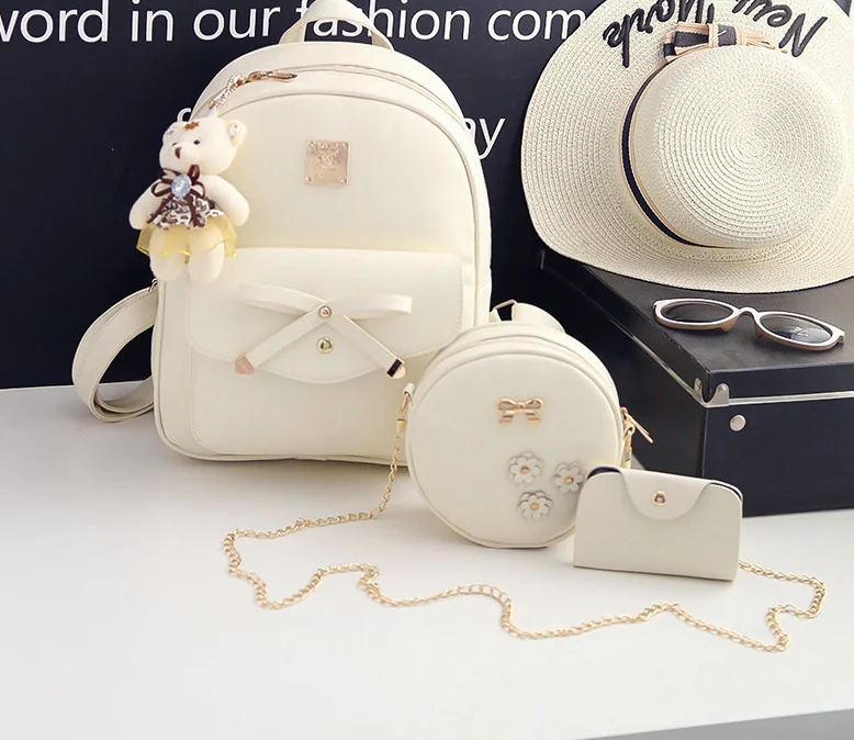

Fashion Back Women's Bow Child Mother Bag Korean Edition Shoulder Bag Women's Three Piece Set Multi Purpose