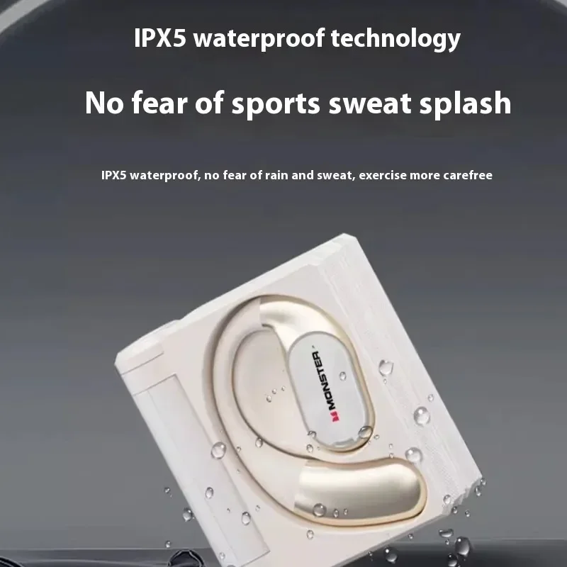 Earphone Bluetooth MONSTER AC530 Non-In-Ear Konduksi Tulang Nirkabel Olahraga Tahan Air Lipat Ganda Dapat Disesuaikan