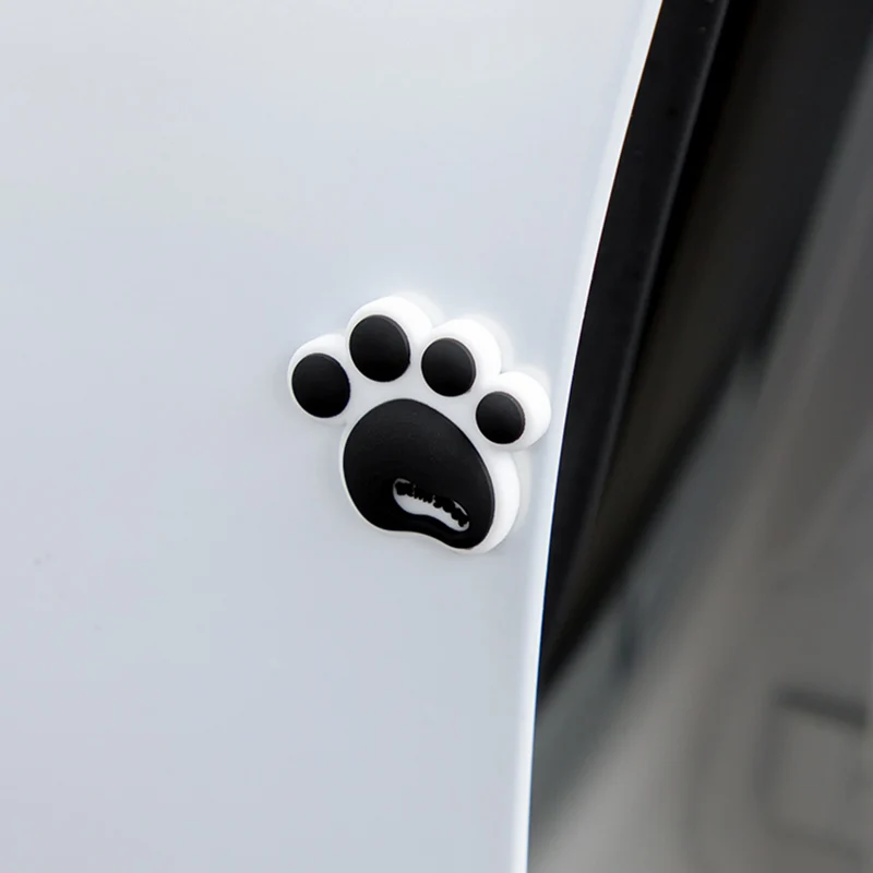 4PCS Car Door Anti-Collision Stickers Cartoon Cute Bear Paw Car Body Front and Rear Bumper Anti-Collision Strips Drive Door Anti - view 4