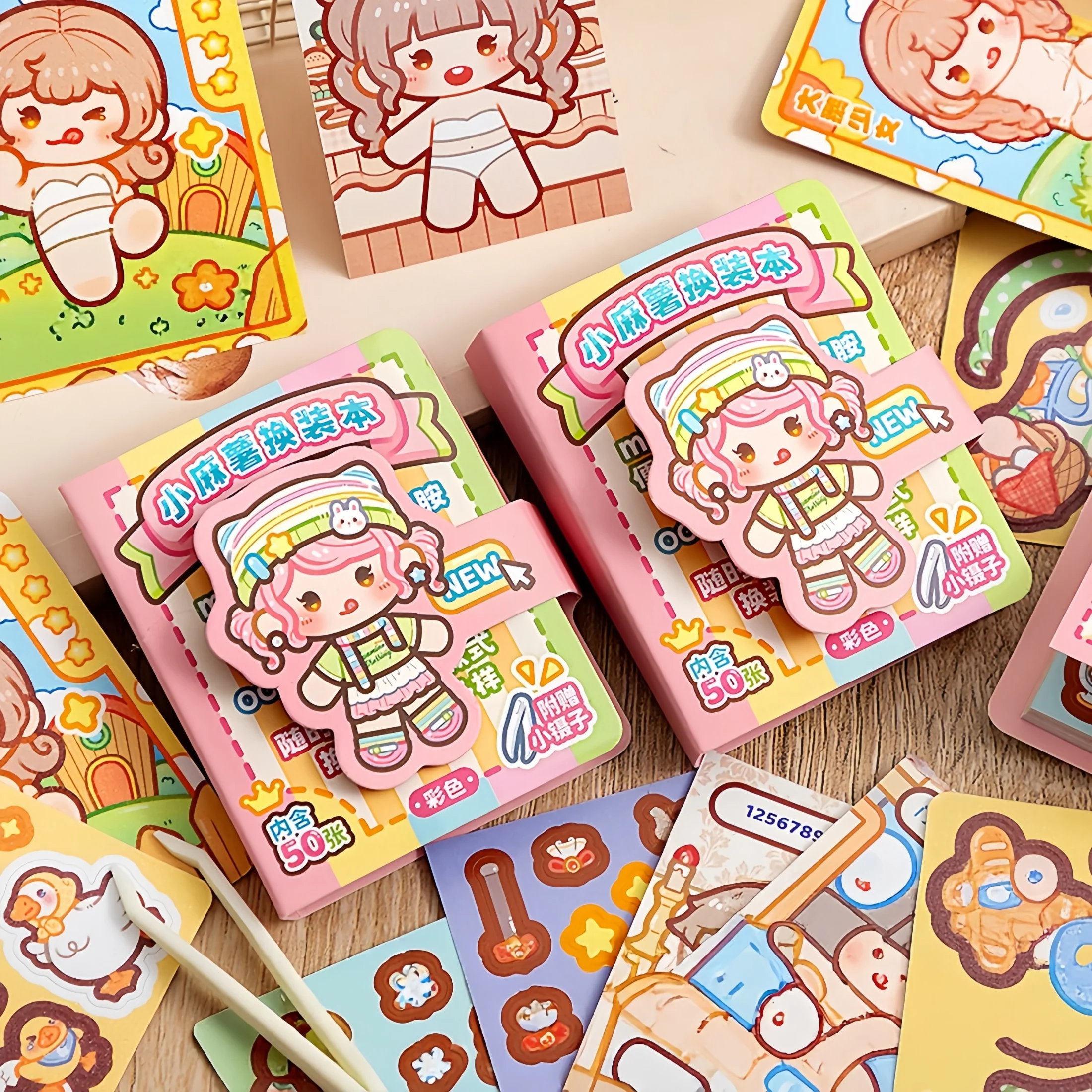 New Mini Mochi Dress-Up Sticker Book, Game Collection of Miniature Scene Stickers, Outfit Styling, DIY Collage, Pocket Stickers for Easy Portability