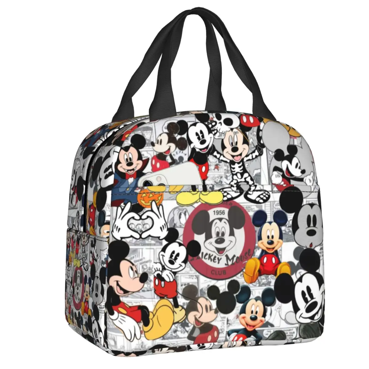 

Custom Mickey Mouse Lunch Bag Reusable Thermal Cooler Insulated Lunch Box For Women Kids School Children Travel Food Tote Bags