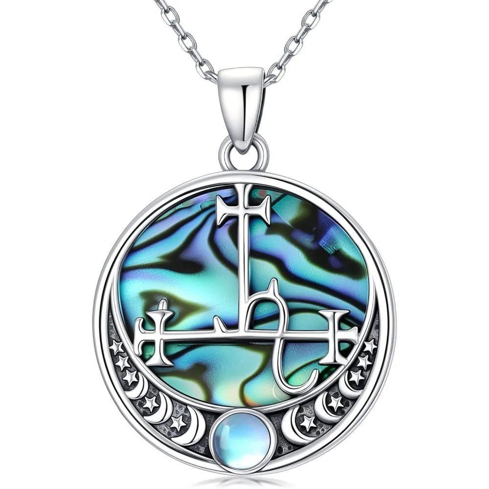 

Witch Necklace 925 Sterling Silver Pentagram Triple Moon Pentacle Pendant Wiccan Pagan Jewelry Witchy Gifts for Women