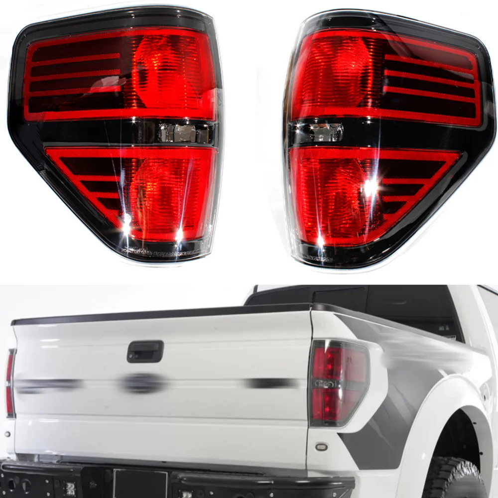 Pair Left And Right Black Tail Rear Lamp Light Without Bulbs For Ford F150 2009 2010 2011 2012 2013 2014