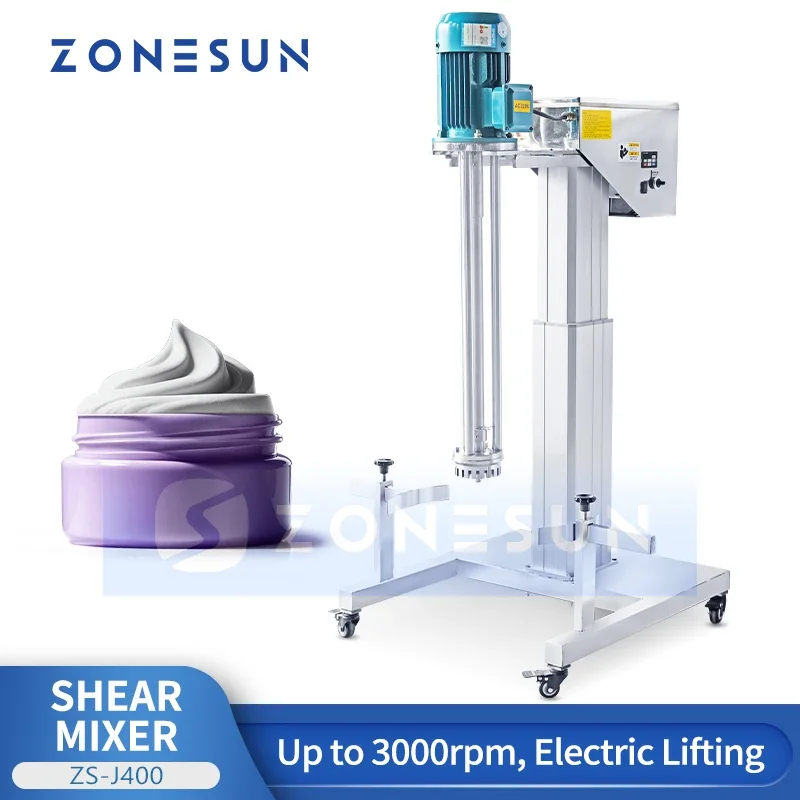 Zonesun ZS-J400 High Shear Homogenizer Rotor Stator Mixer High Speed Emulsifier Disperser High Shear Impeller