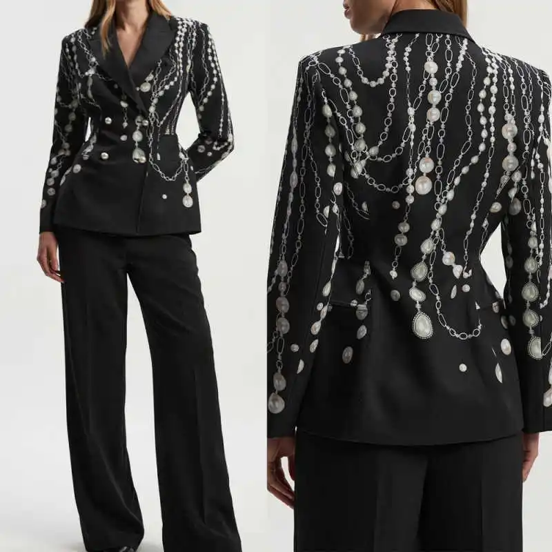 

Exquisite Women Suits 2 Pieces Peaked Lapel Single Breasted Jacket Blazers Slim Fit Special Occasion Party Customized Wear