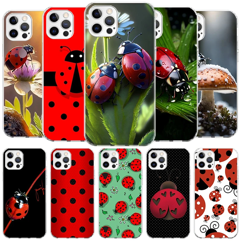 Insect Seven-Star ladybug Cover Phone Case For iPhone 16 15 14 13 12 Mini 11 Pro Max X XS 7 Plus 8 + SE 2020 Soft Fundas Shell