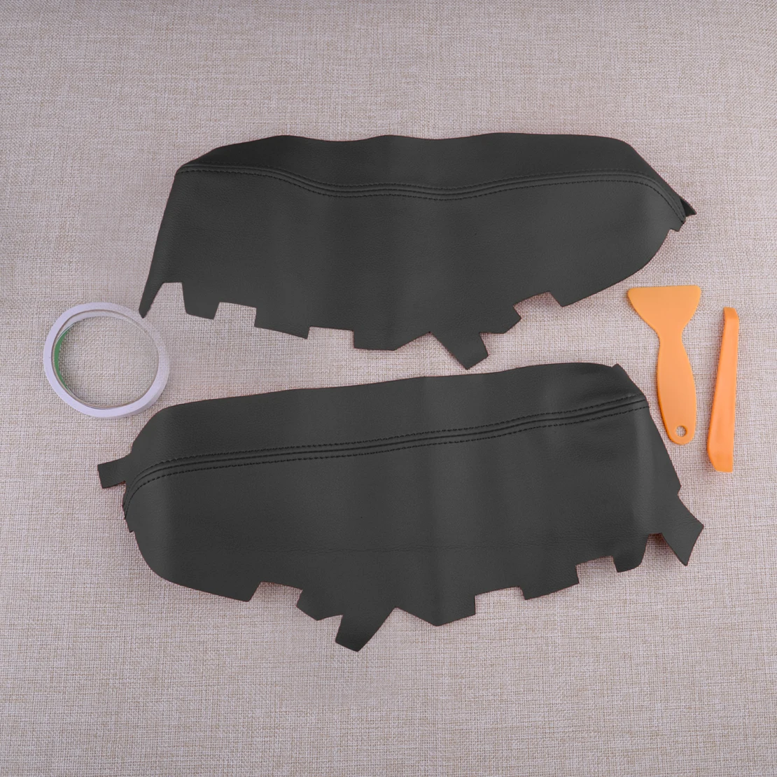 Car Front Door Panel Armrest Cover Skin Pad Protector Accessory Fit for Toyota Avalon 2013-2018 Black Microfiber Leather